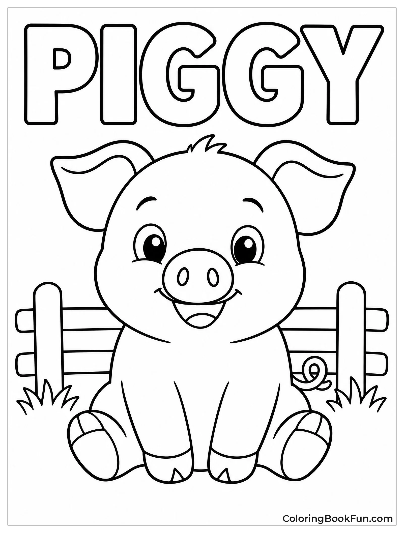 Simple Round Piggy Outline