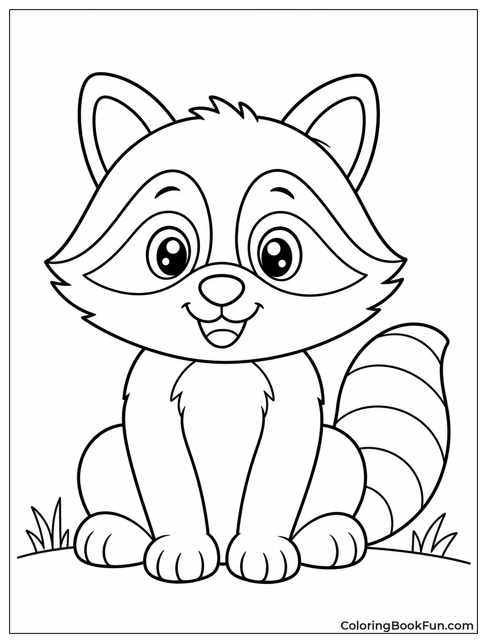 Simple Raccoon Outline for Kids