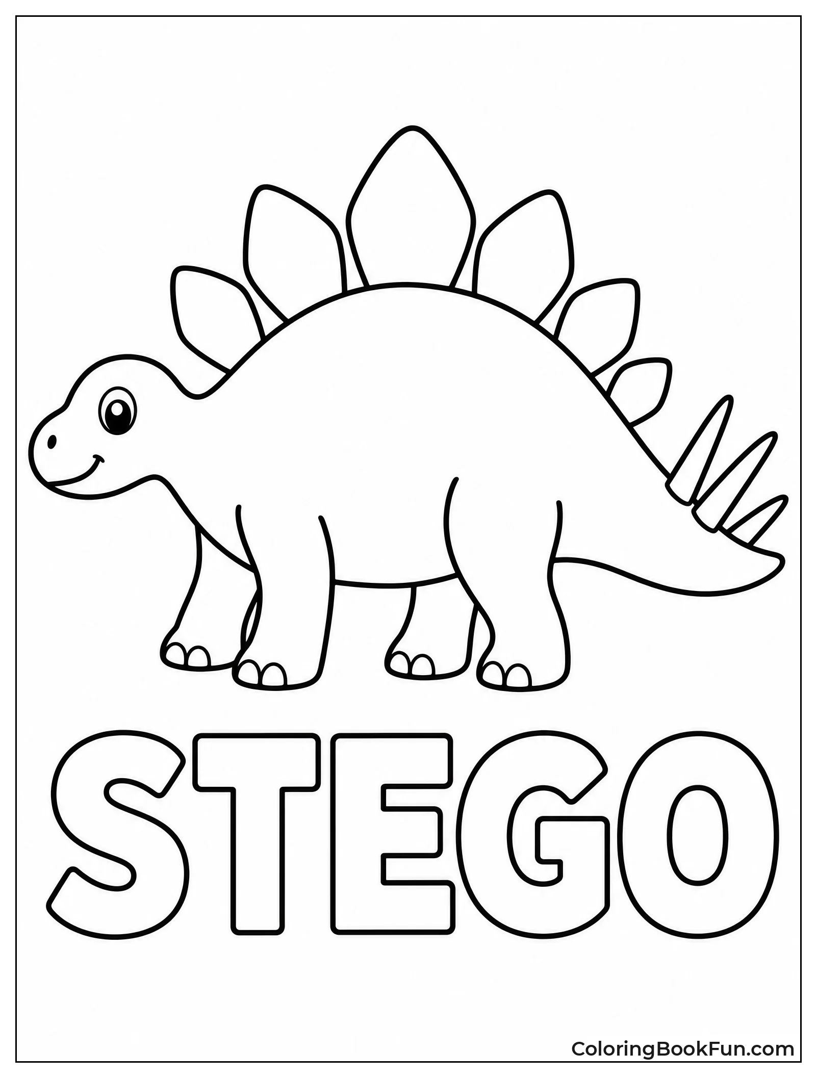 Simple Thick Line Stegosaurus Outline