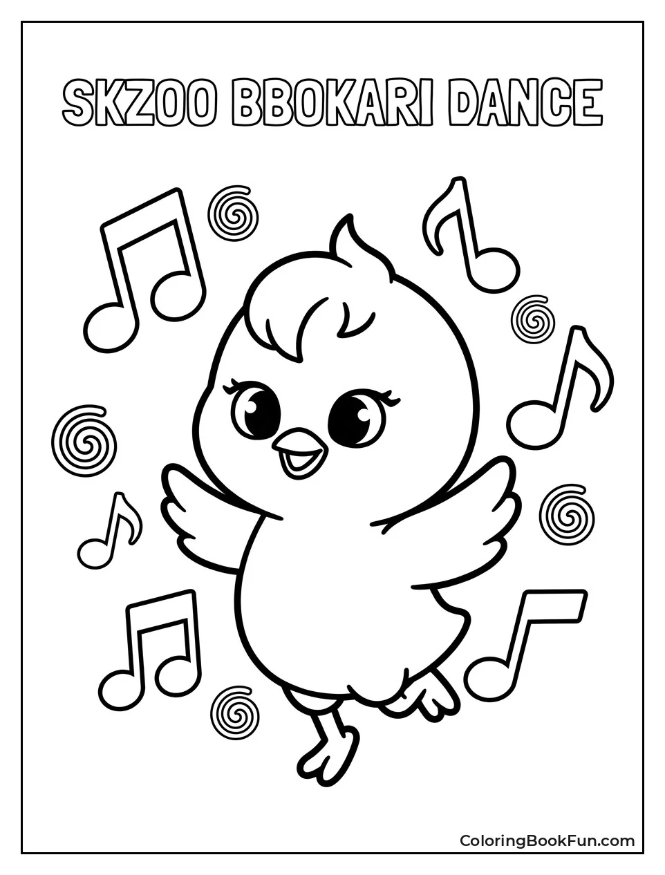 Chick Dancing Joyfully with Music Notes