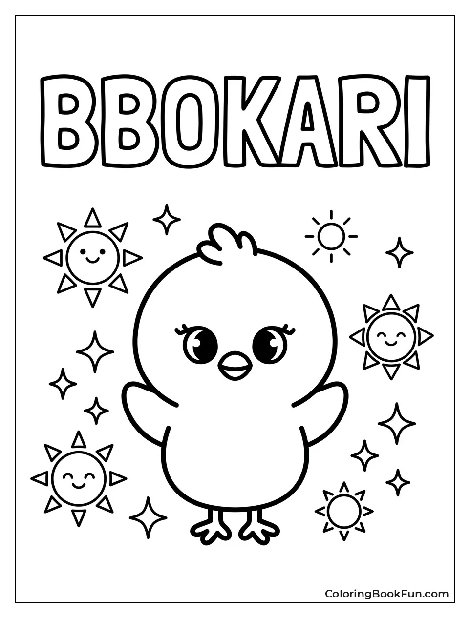 Chick Surrounded by Suns and Sparkles