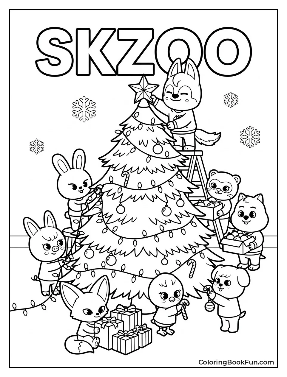 Mascots Decorating Big Christmas Tree