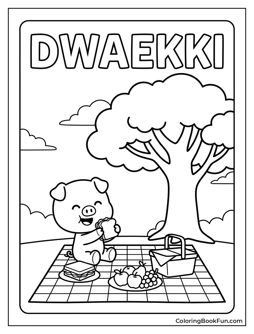 Pig Enjoying Picnic Under Shady Tree