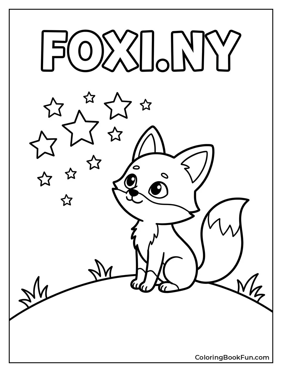 Fox Gazing at Twinkling Stars on Hill
