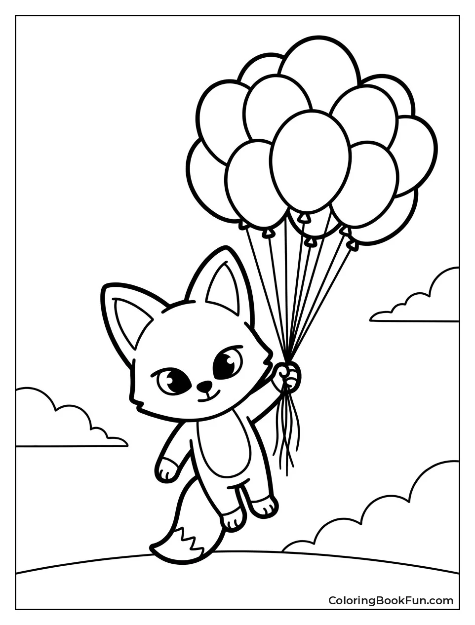 Fox Holding Balloons Lifting Off Ground