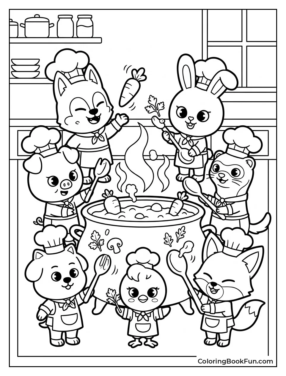 Chefs Cooking in Giant Steaming Pot