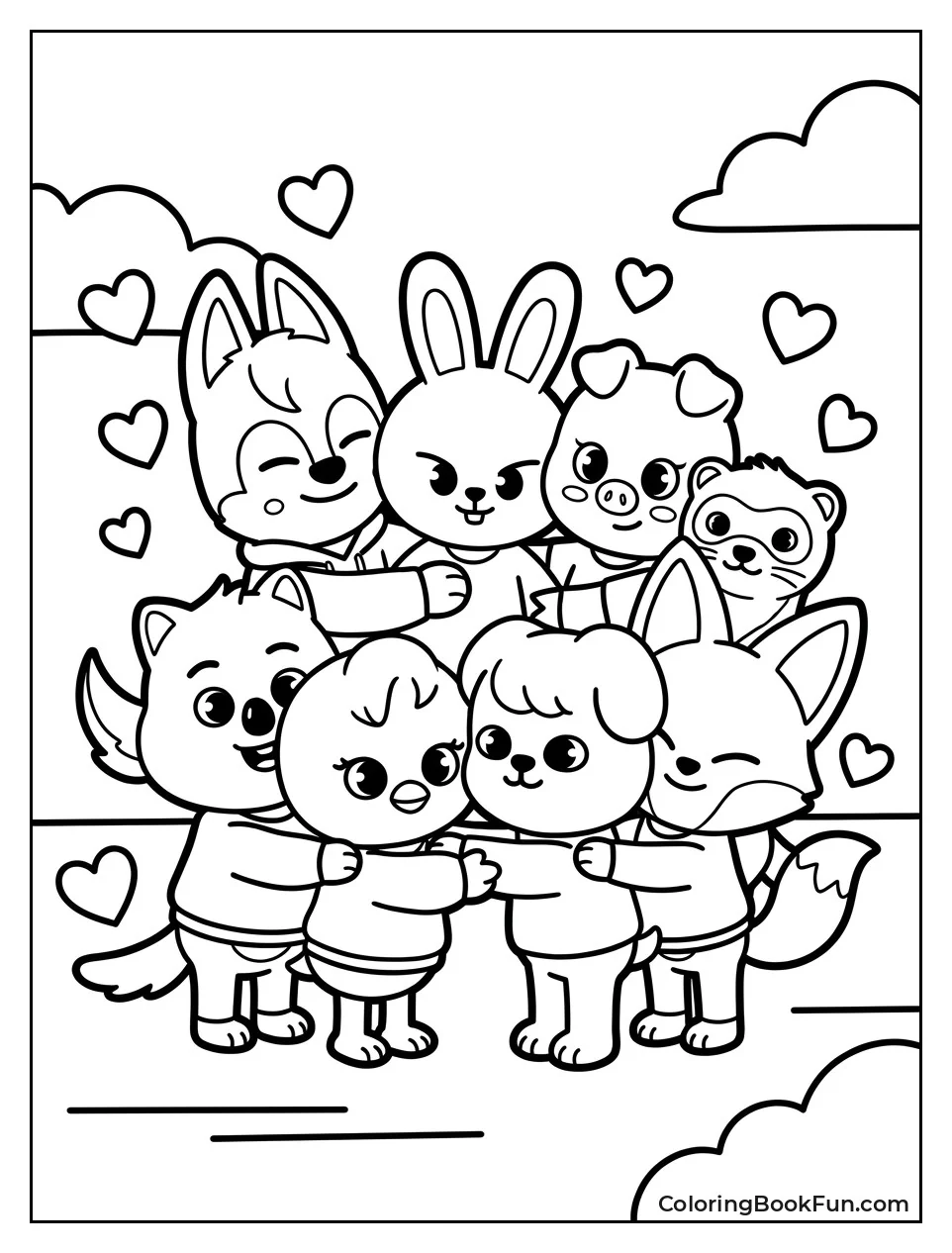 Mascots in Warm Group Hug
