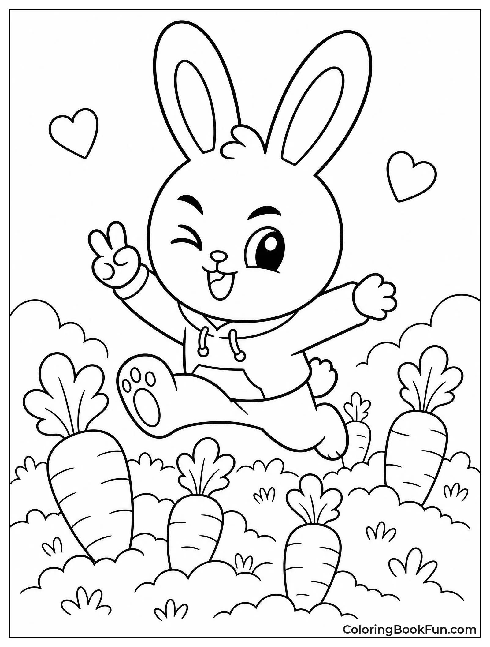 Rabbit Leaping Through Carrot Patch