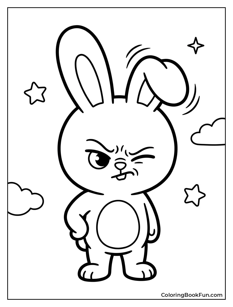 Rabbit Making Grumpy Face with Twitching Ears
