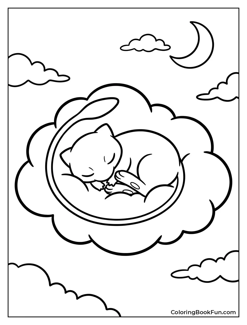 Mew Sleeping on Soft Cloud