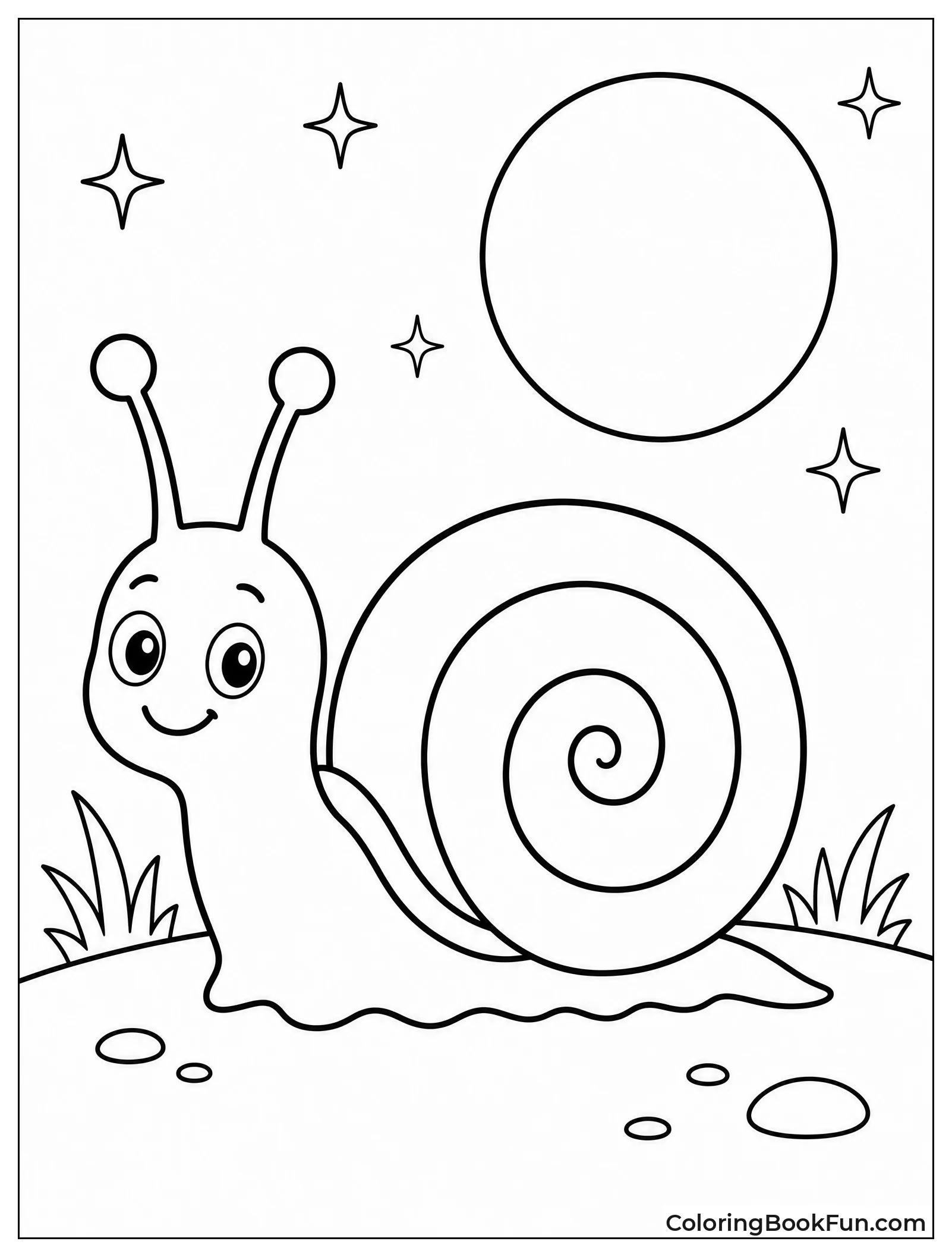 Snail Walks Under Full Moon