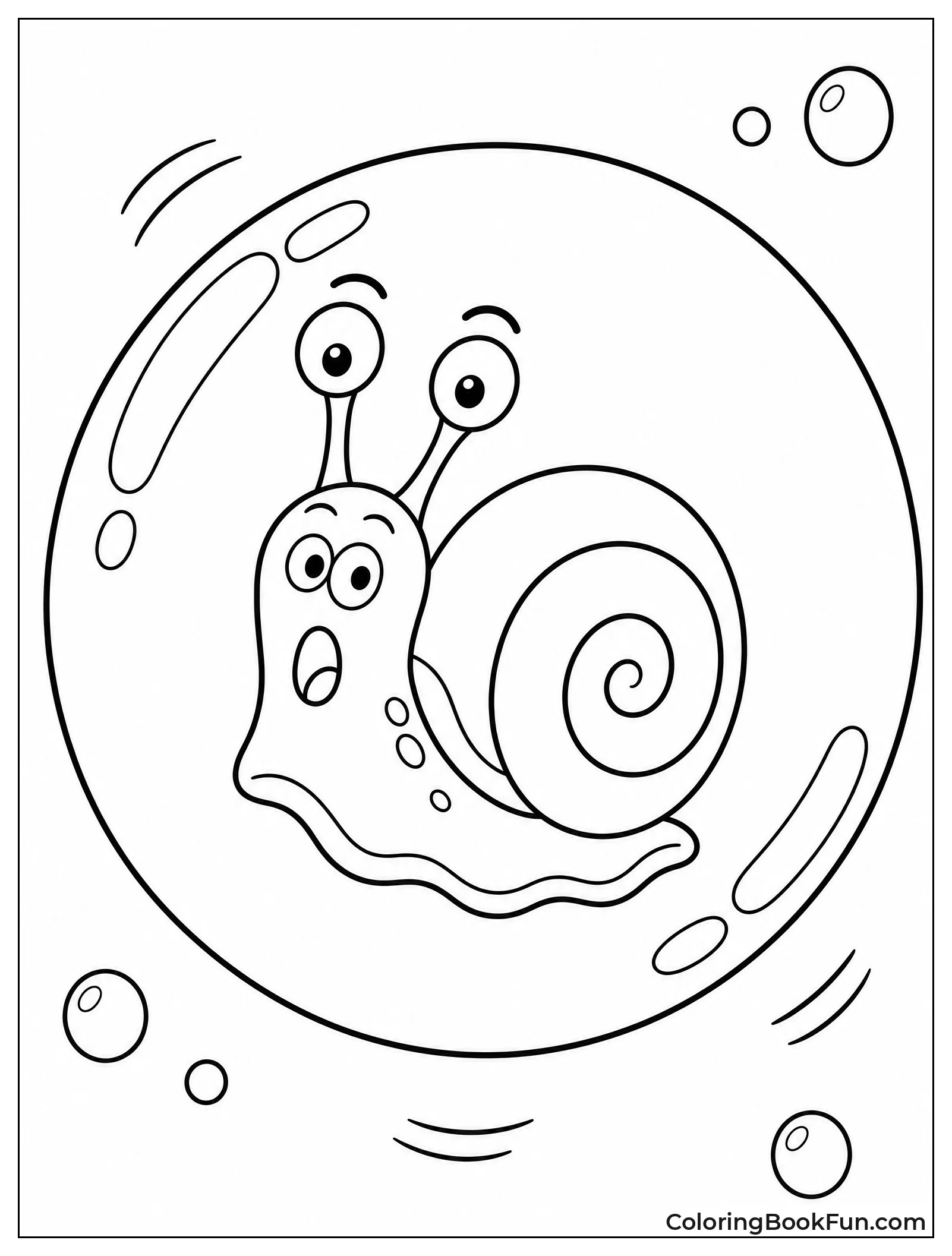 Snail Sits In Floating Bubble
