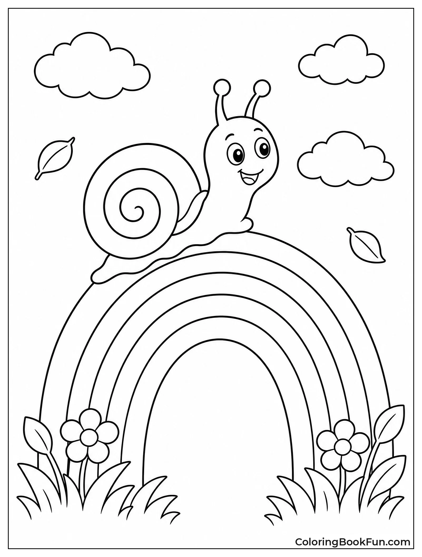 Snail Climbs Bright Rainbow Arch