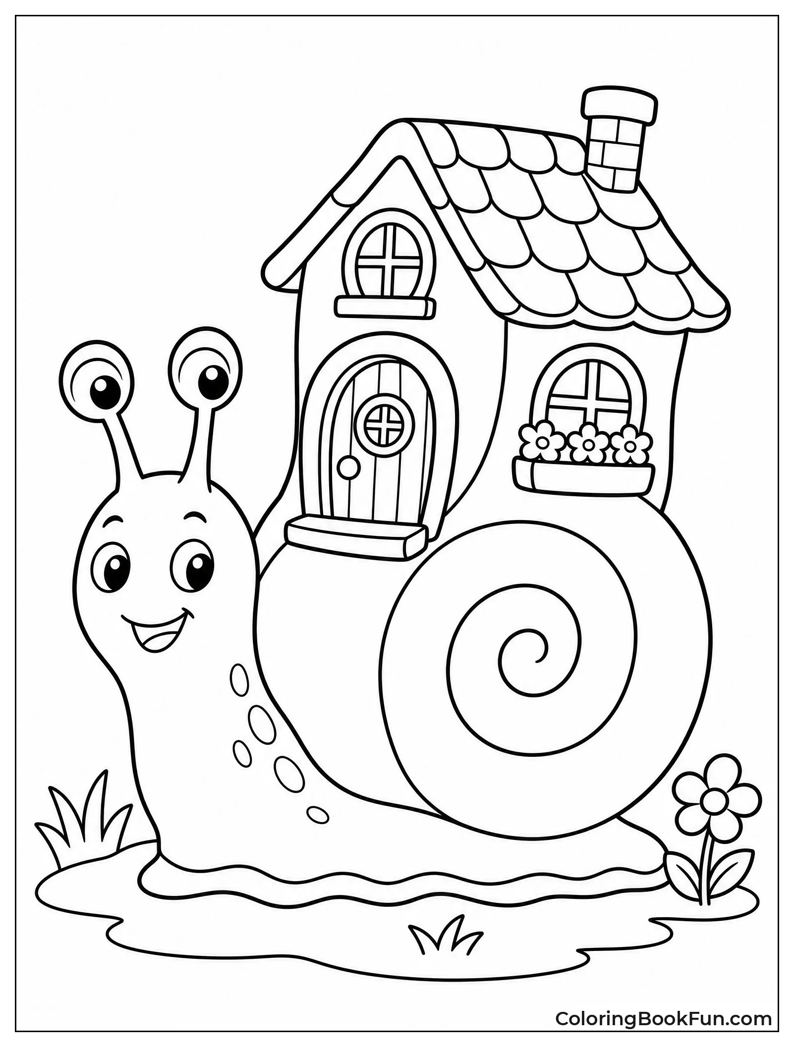 Snail Carries Cozy Cottage House