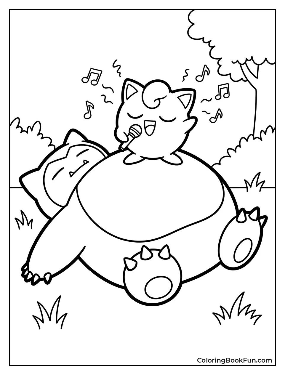 Jigglypuff Sings to Sleeping Snorlax