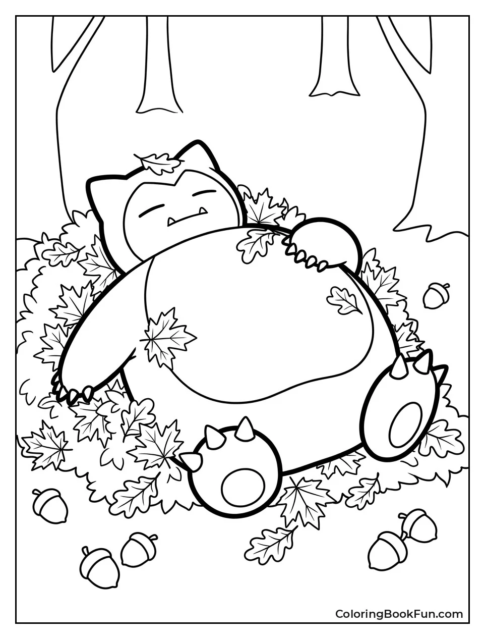 Snorlax Naps in Autumn Leaves