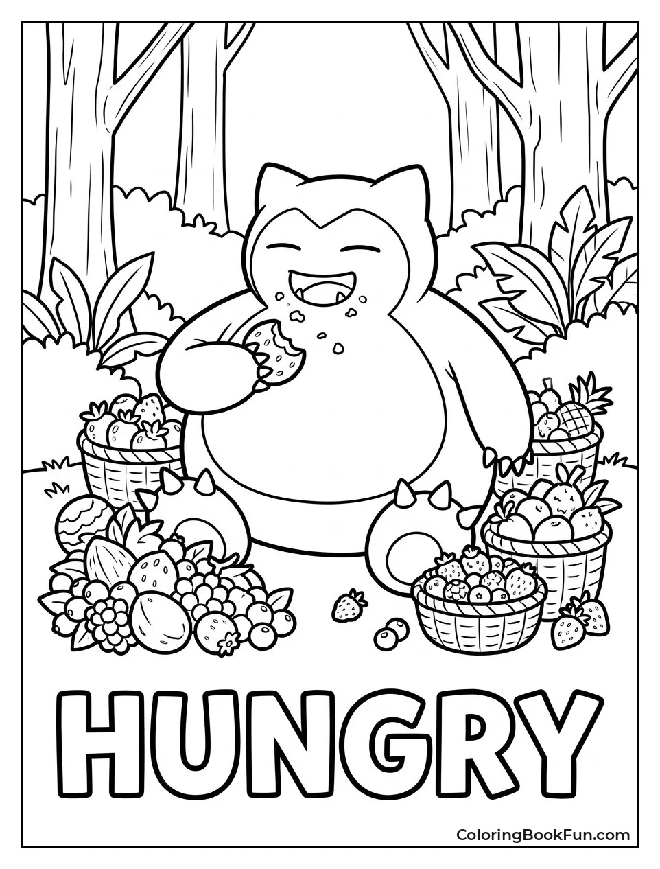 Snorlax Eats Berries in the Forest