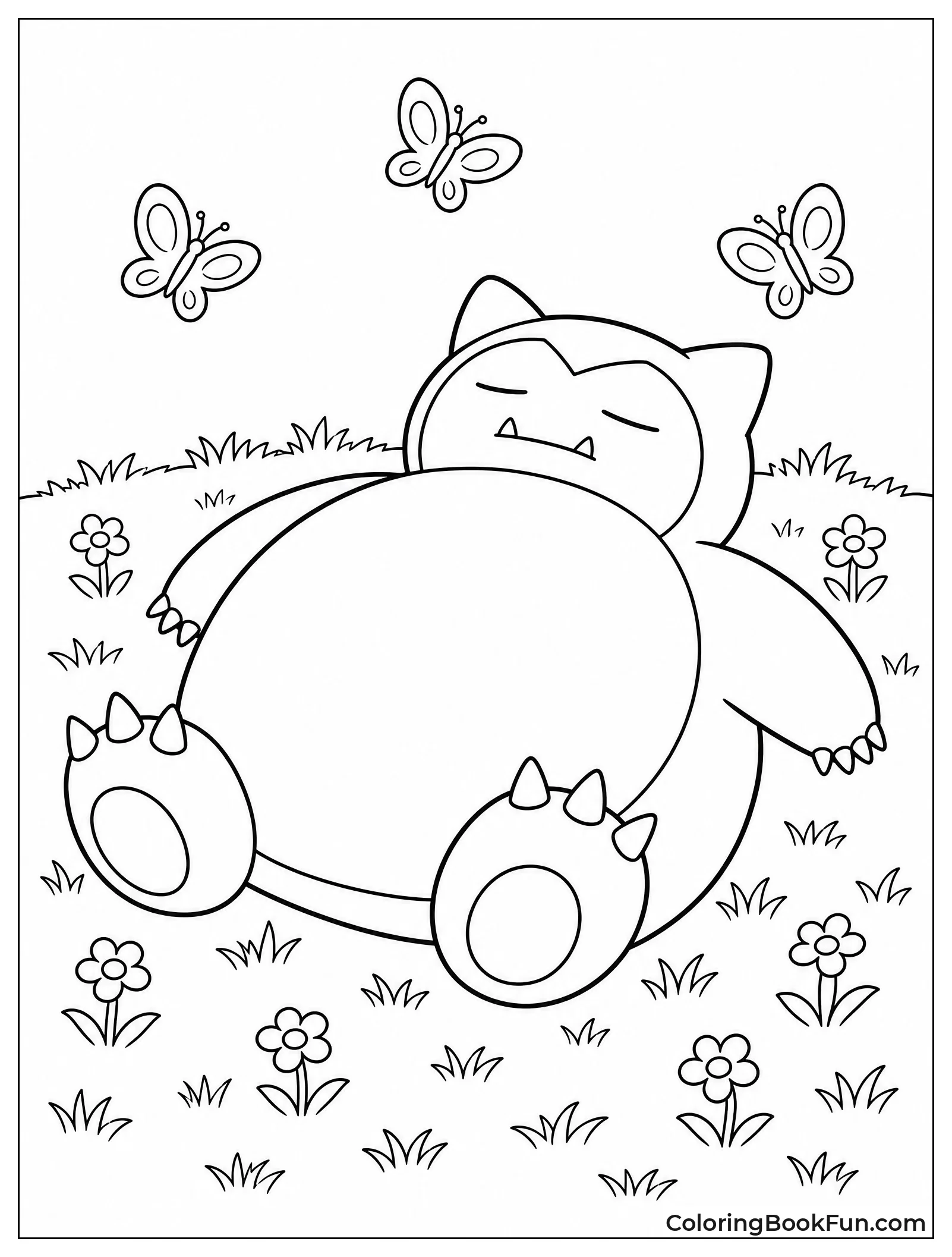 Snorlax Lies in a Grassy Field