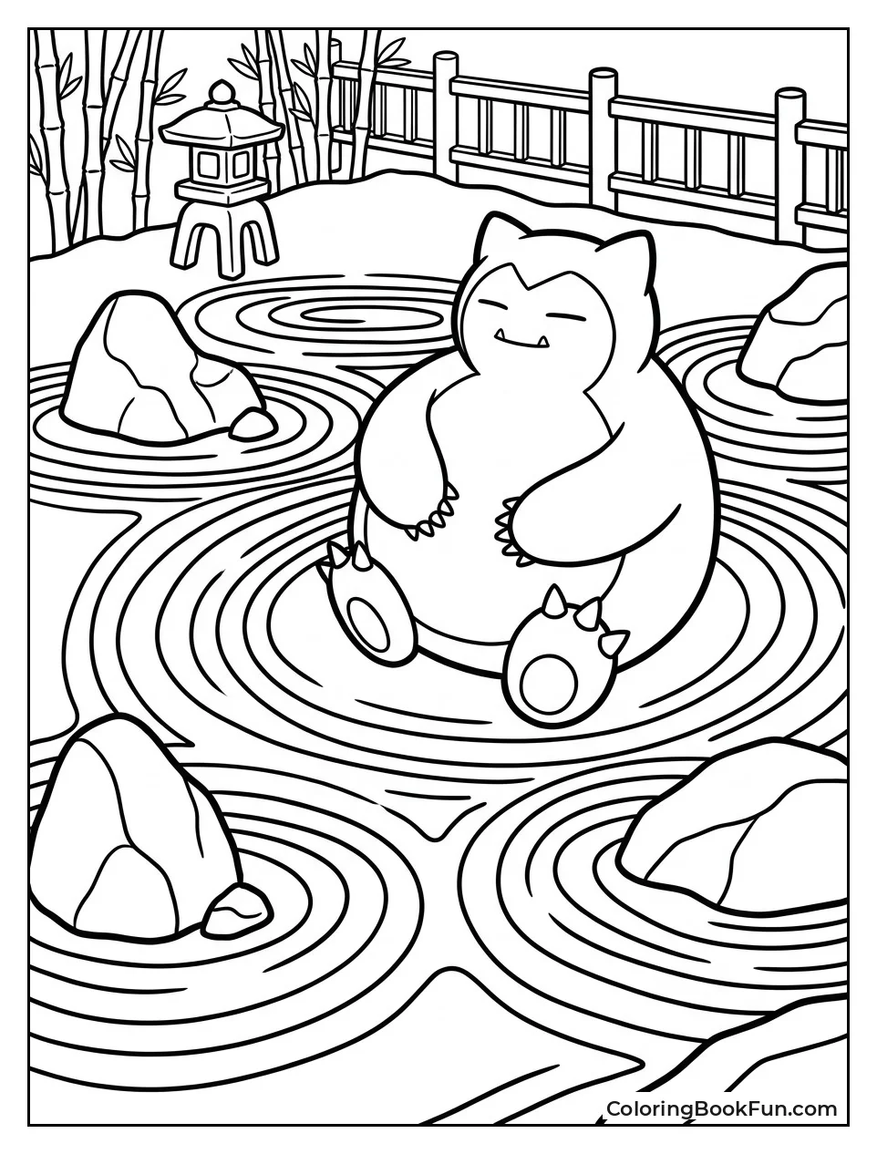 Snorlax Sits in a Zen Garden