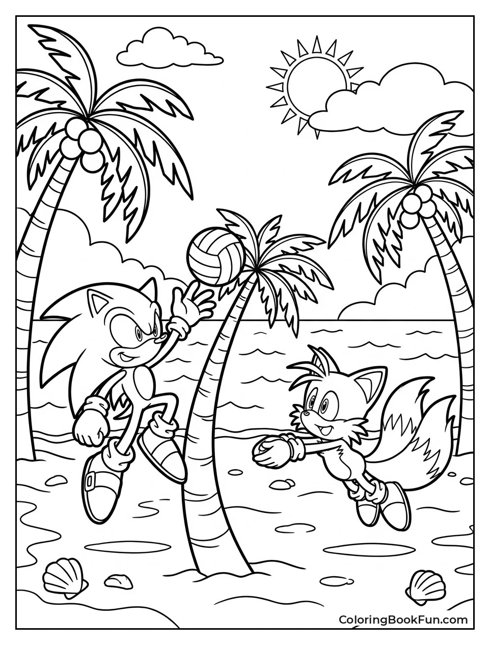 Sonic Plays Volleyball at Beach