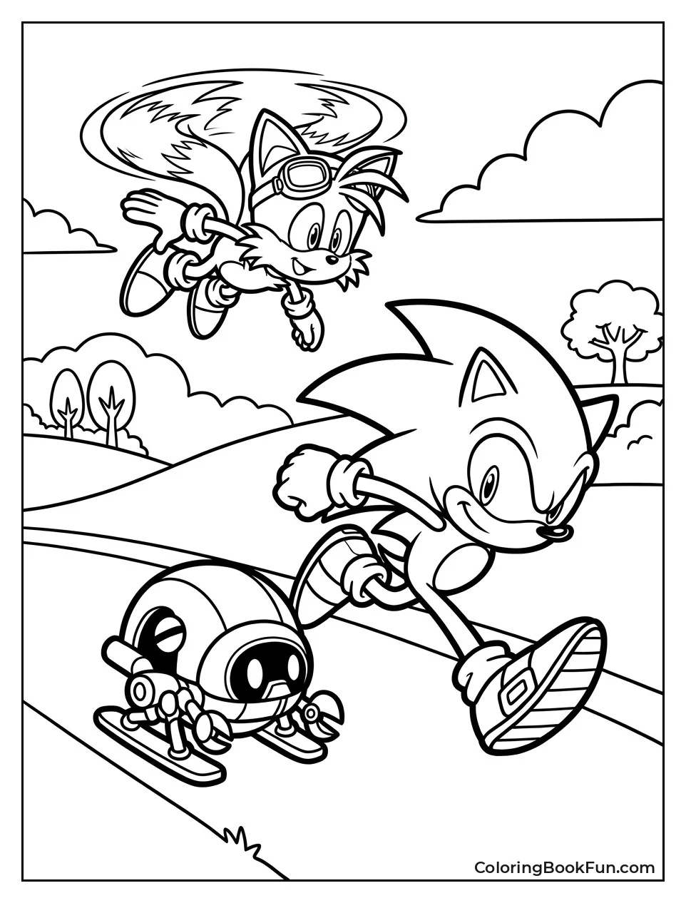 Sonic Runs Past Motobug Badnik