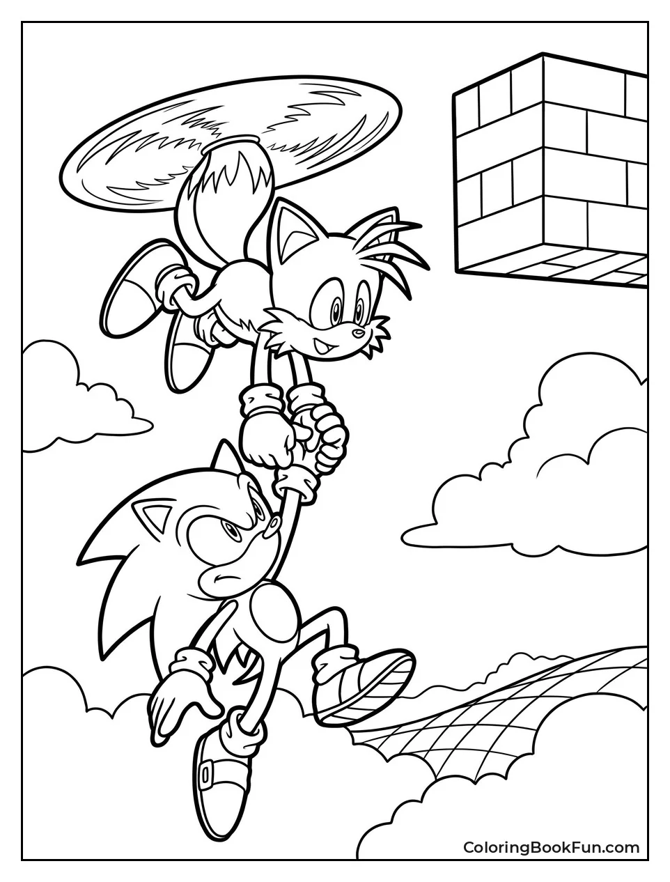 Tails Carries Sonic in Air