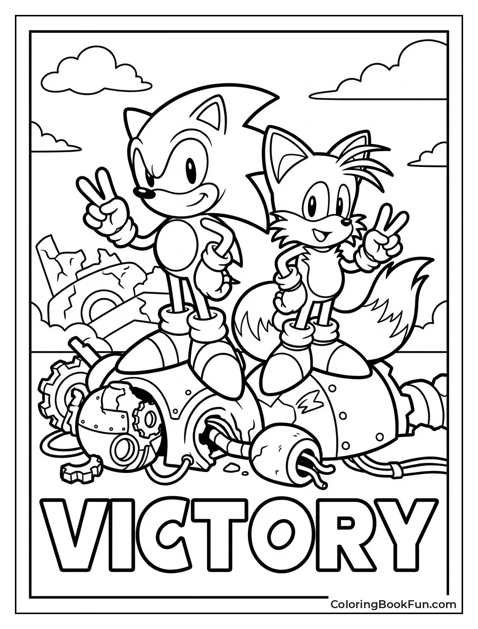 Sonic and Tails Celebrate Victory