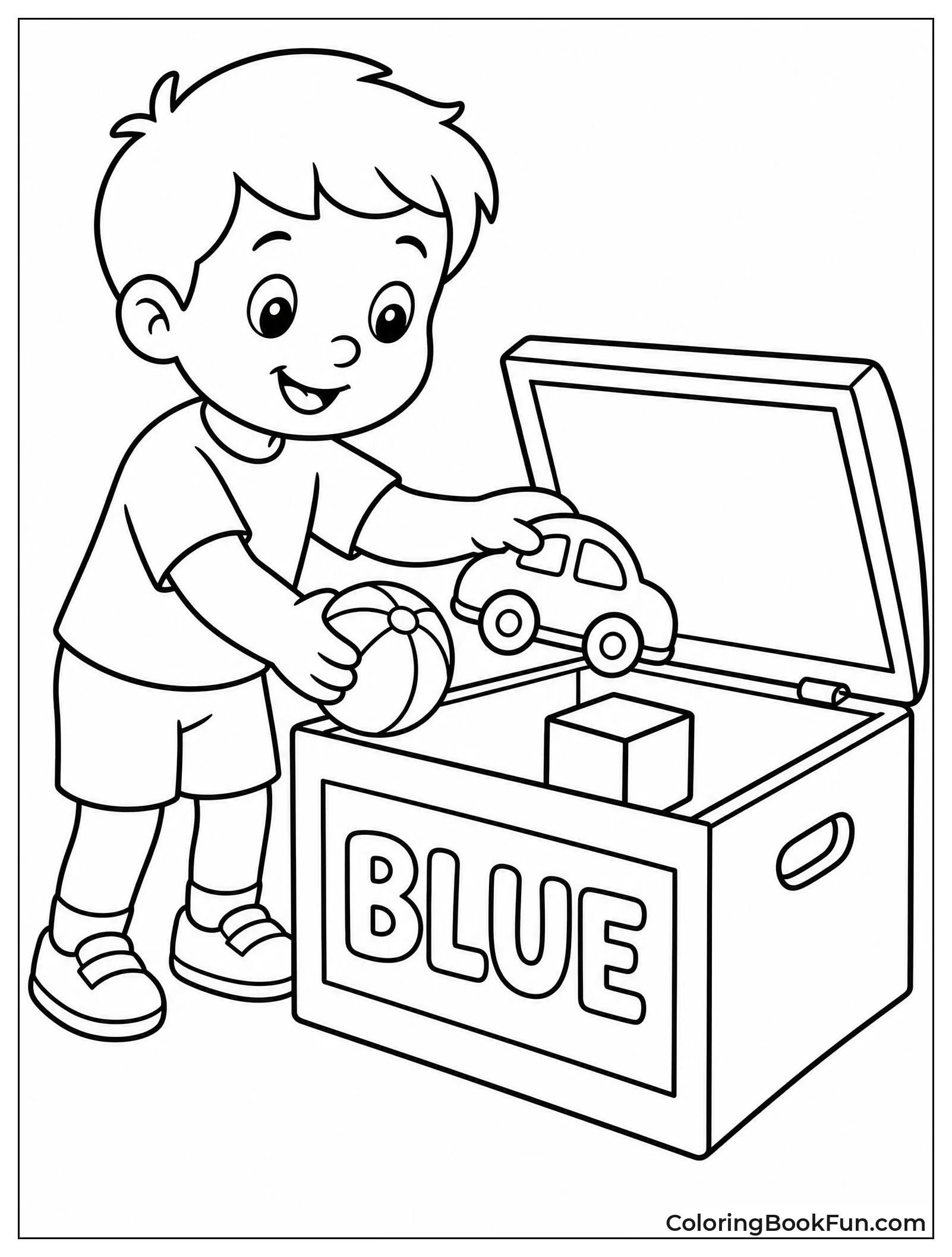 Sorting Blue Toys into a Chest