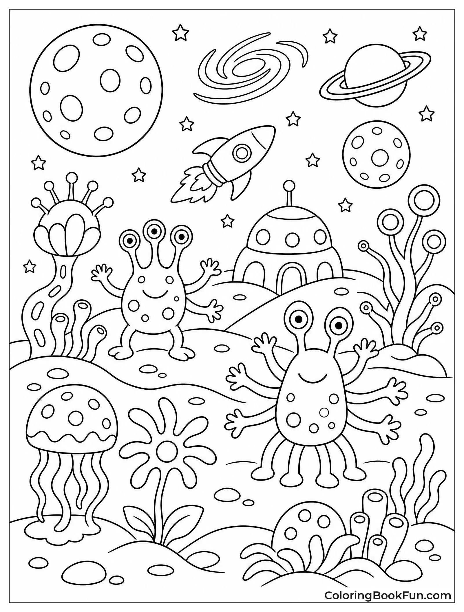 Aliens and Plants Under Two Moons