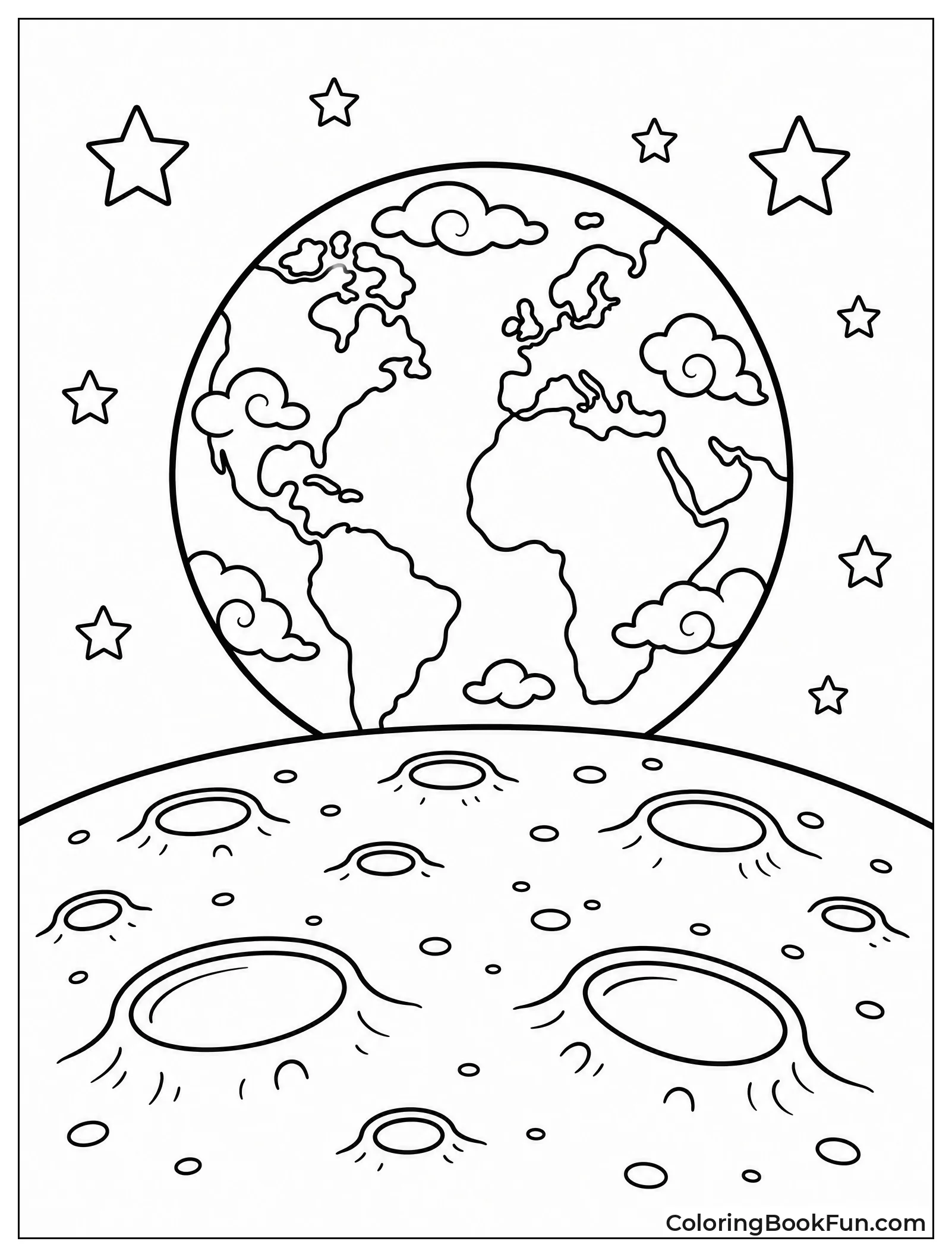 Earth Rising Over Moon Surface