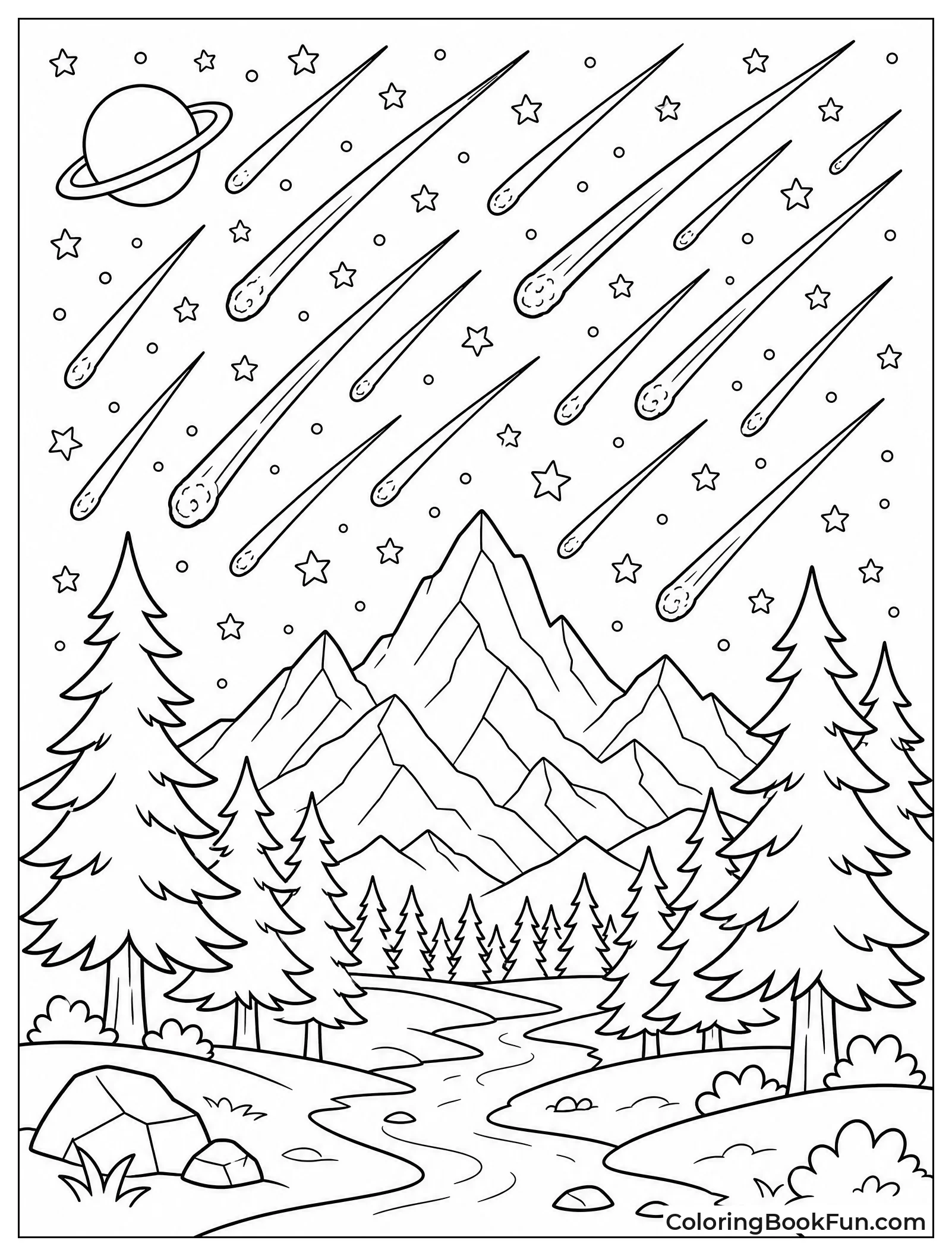Meteor Shower Over Mountains