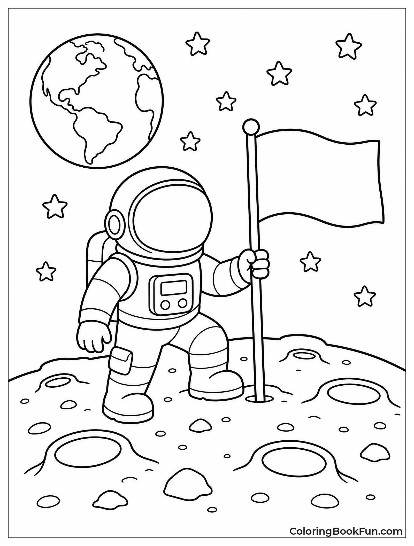 Astronaut Planting Flag on Moon