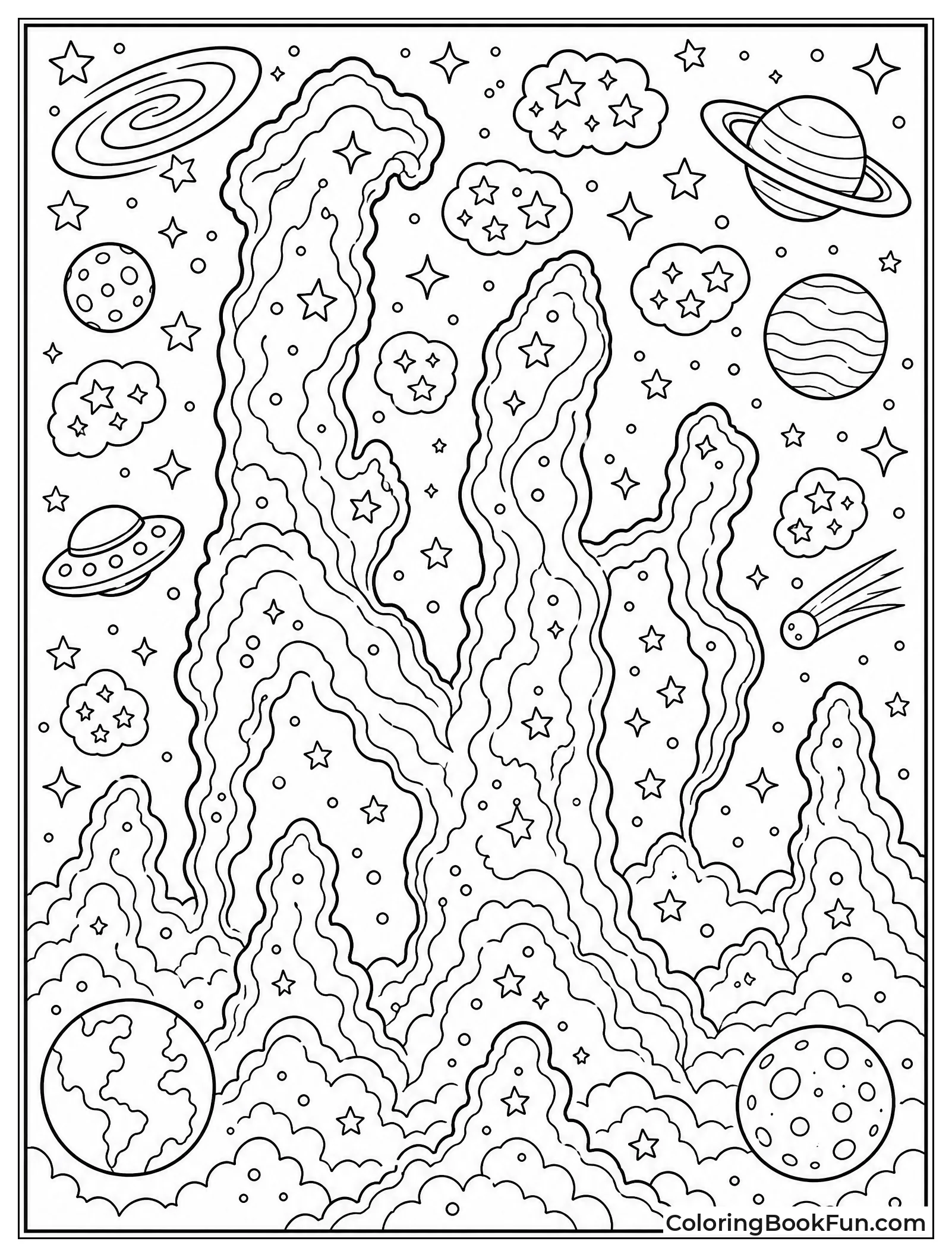 Swirling Nebula Pattern with Stars