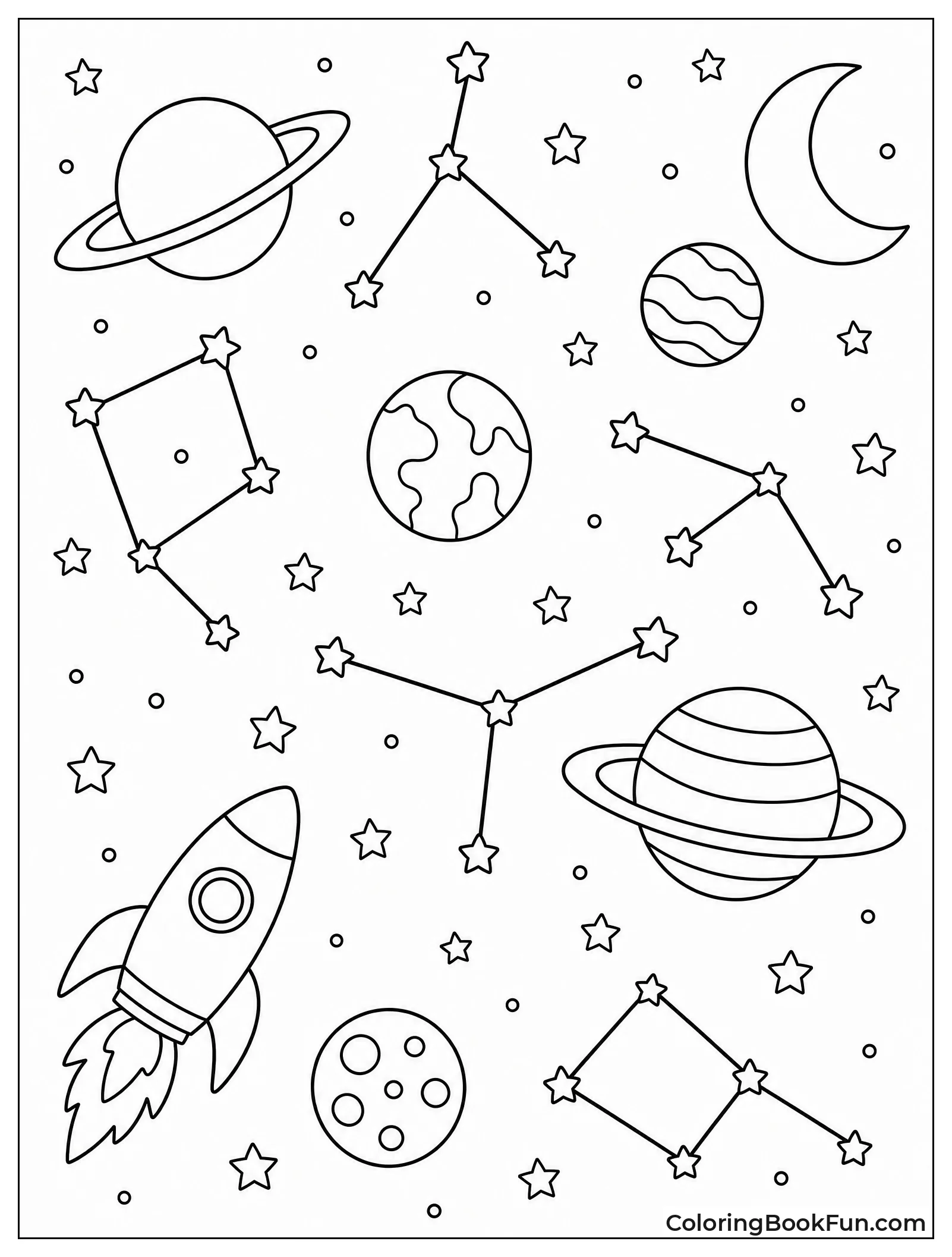 Constellations Connected in Night Sky