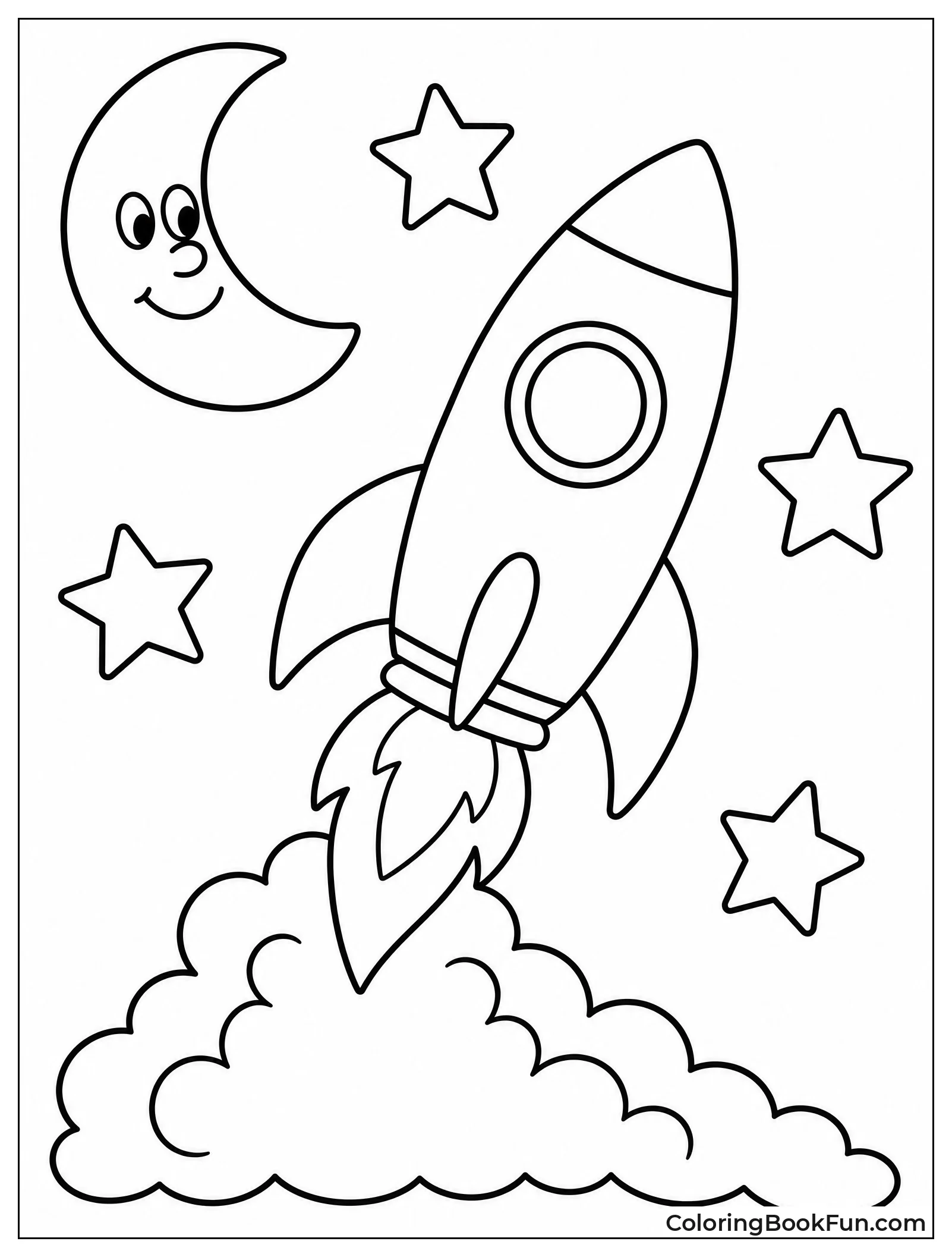 Rocket Blasting Off into Space