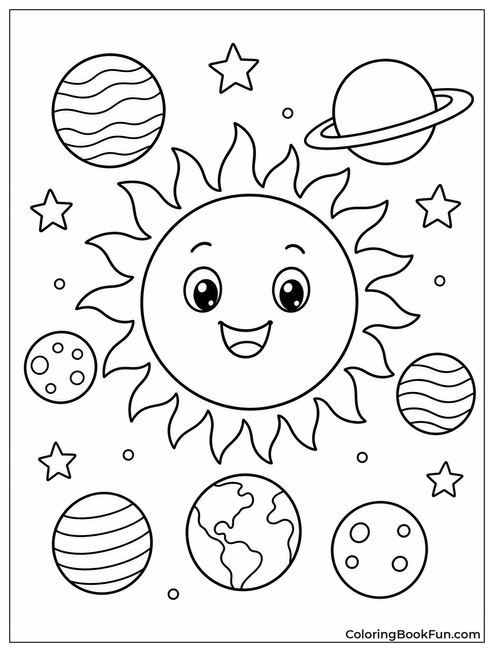 Smiling Sun with Planets