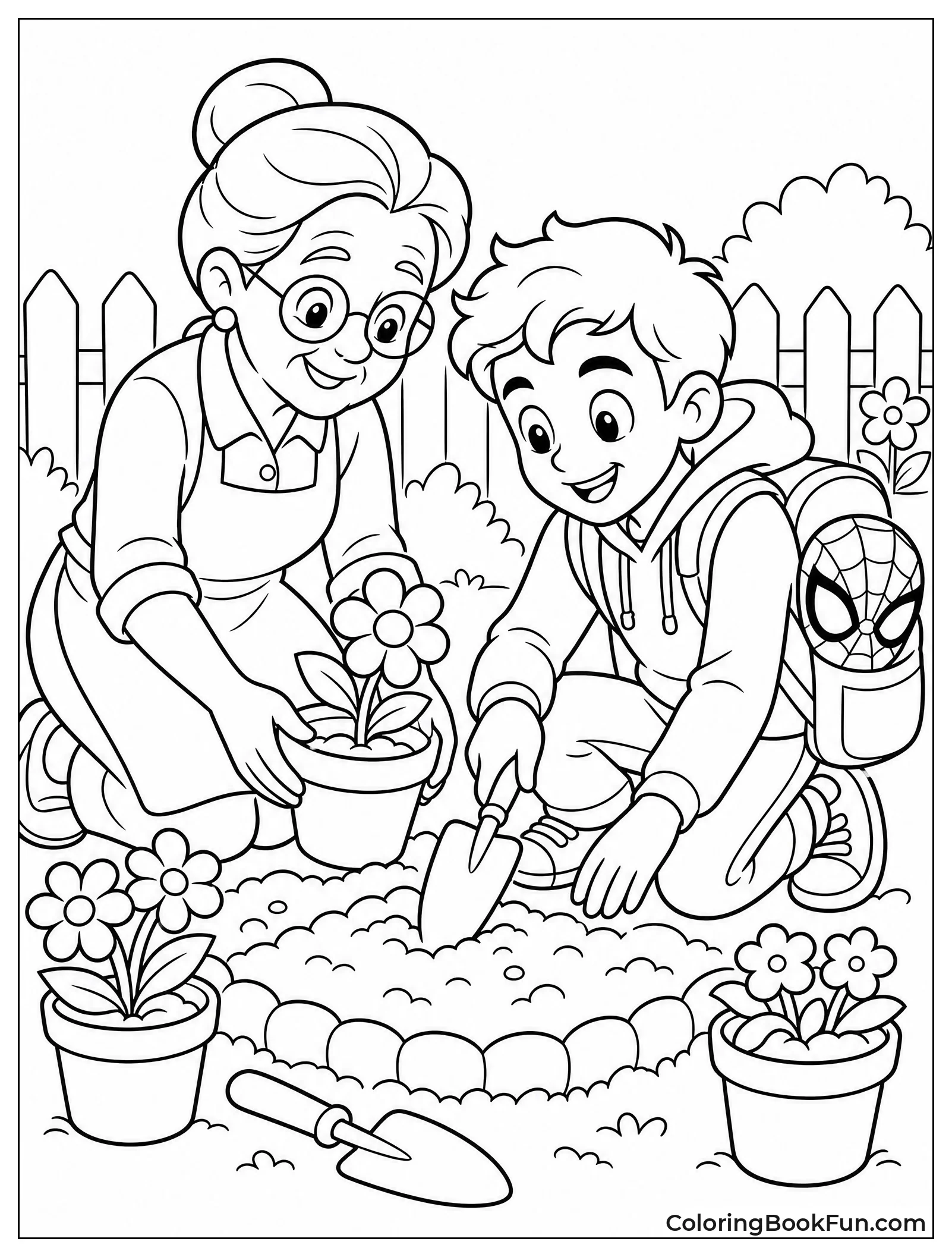 Peter Helps Aunt May Garden