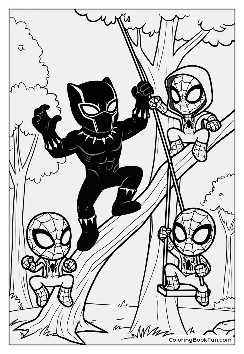 Black Panther Climbs Trees with Team