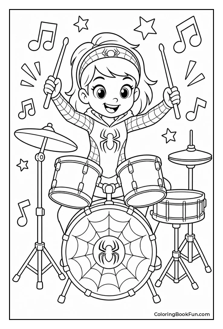 Gwen Plays Her Drum Kit