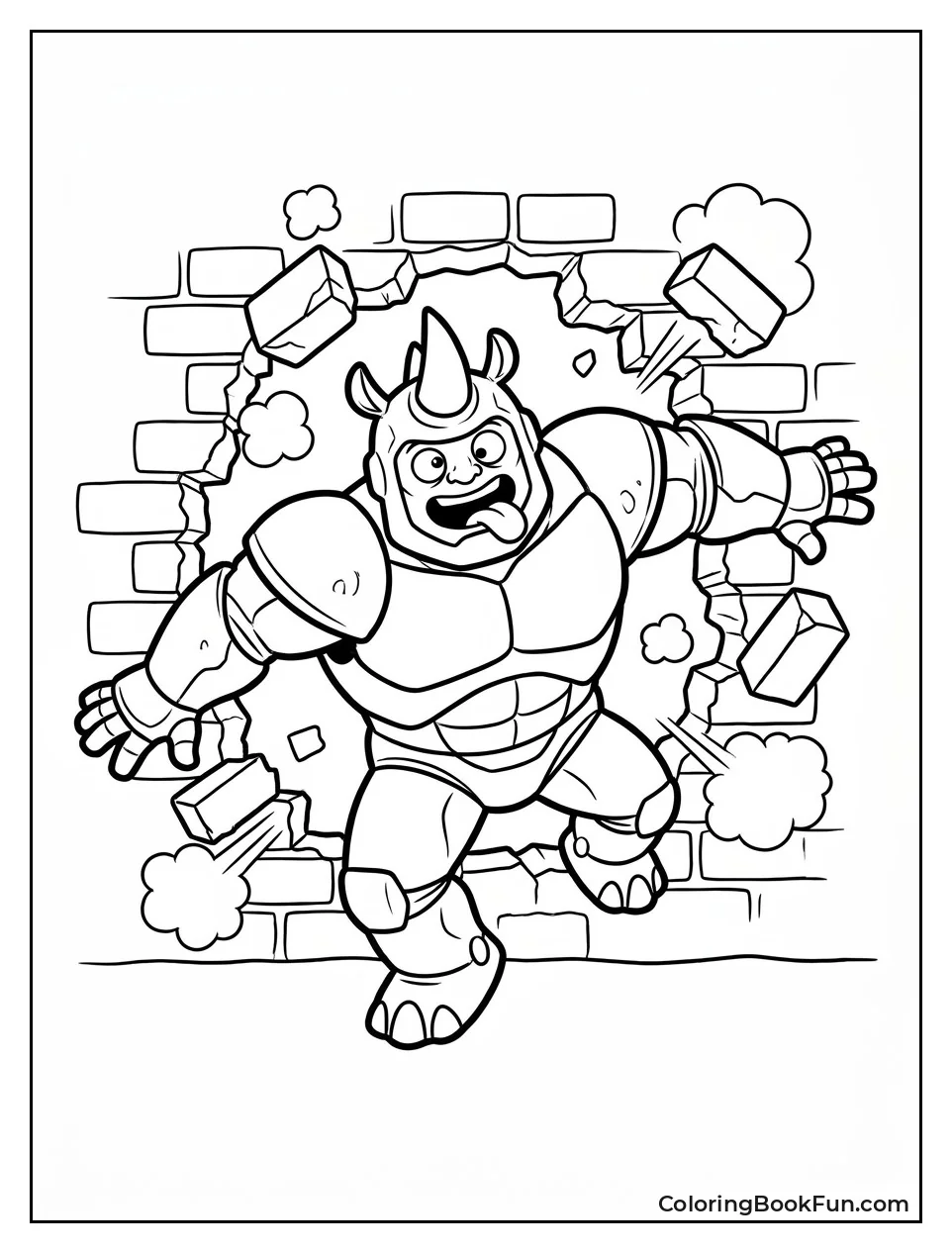 Silly Rhino Charges Brick Wall
