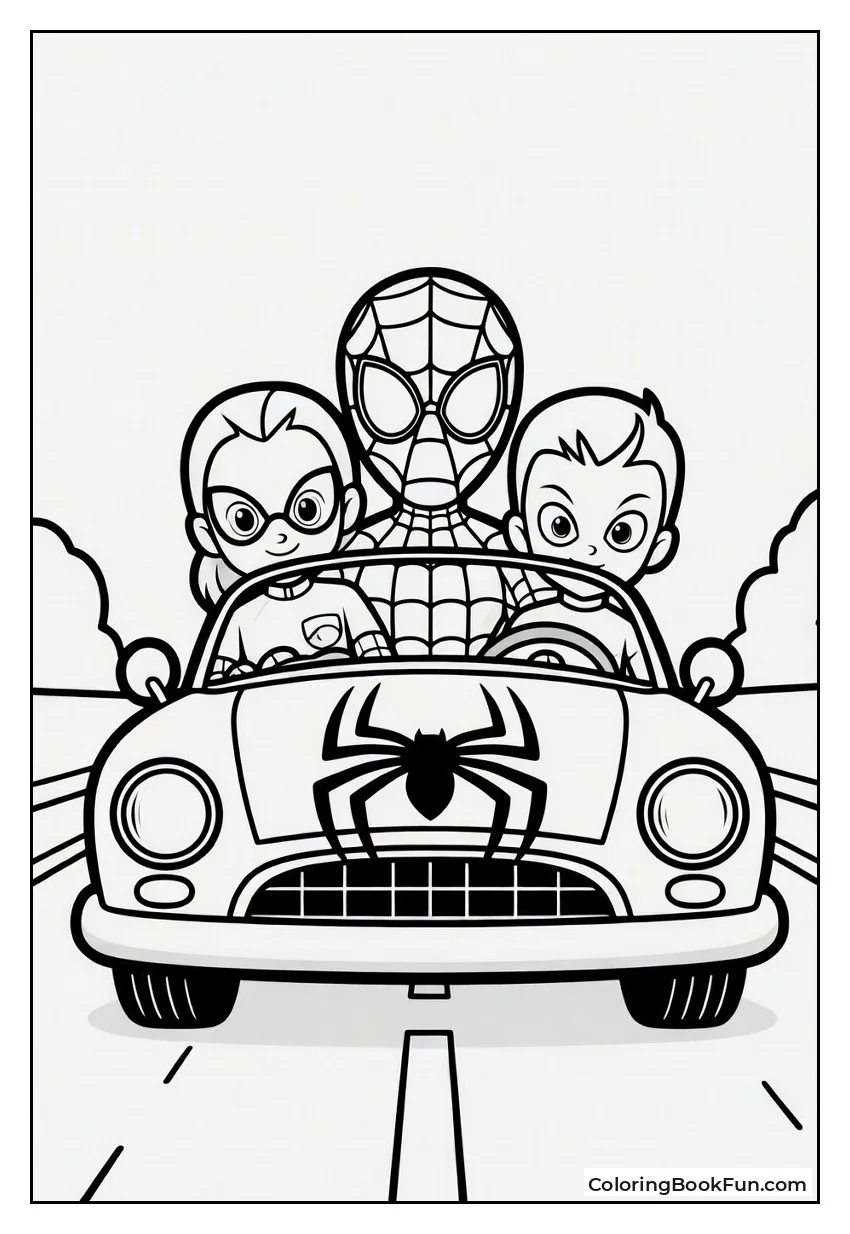 Friends Ride in Spider Car
