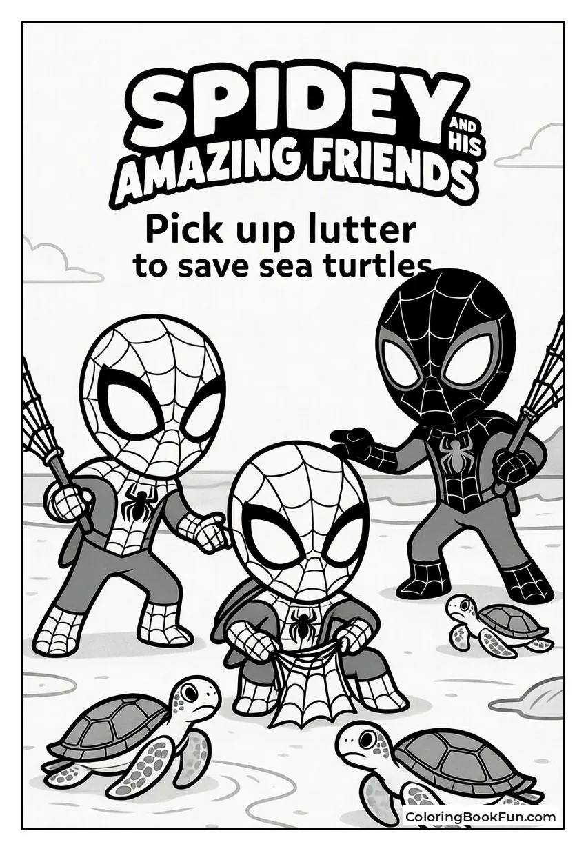 Heroes Clean Beach with Webs