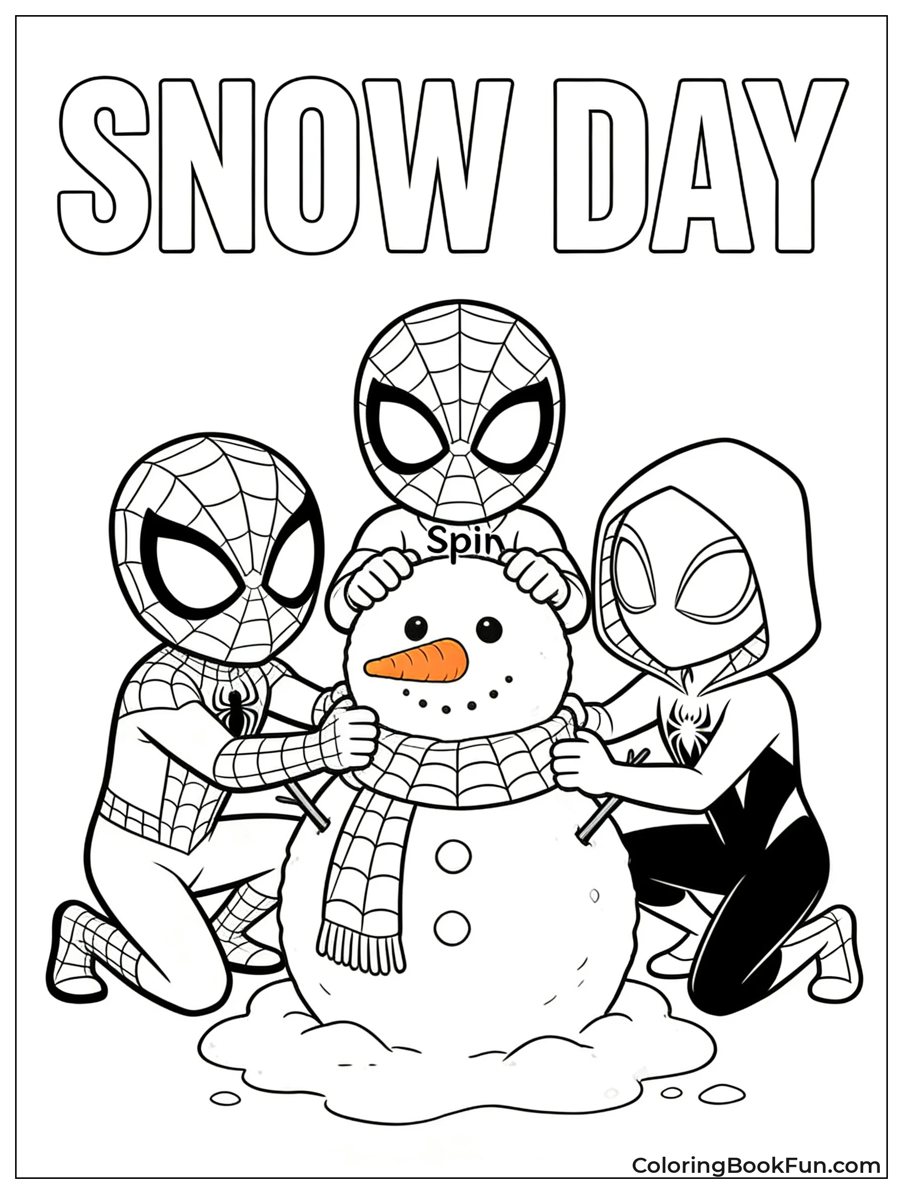 Friends Build Snow Spidey