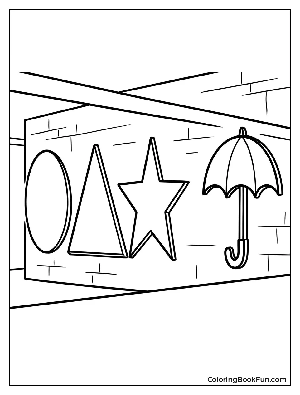 Four Shapes Displayed on Wall