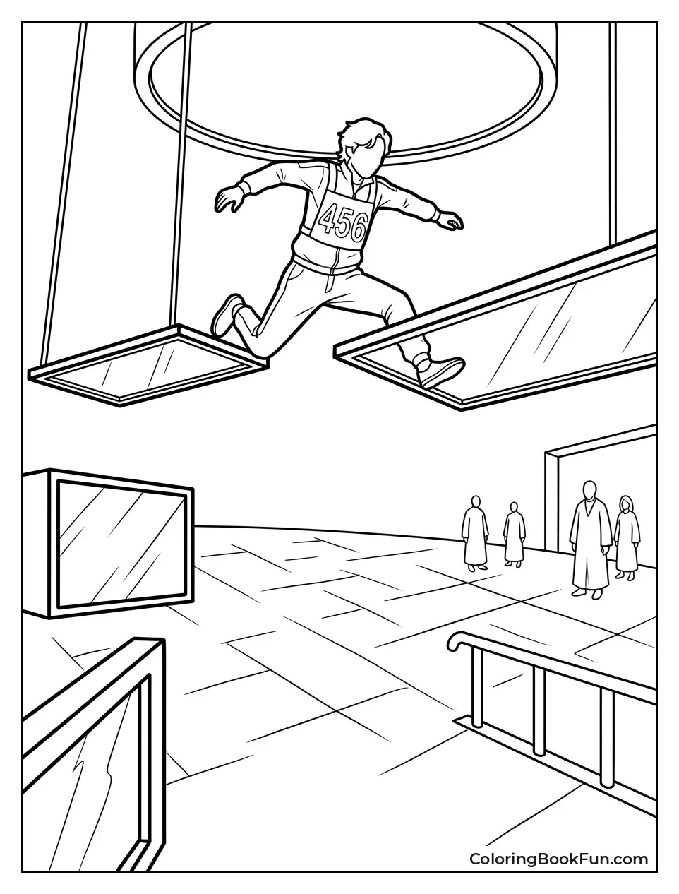 Player Jumping on Glass Panels