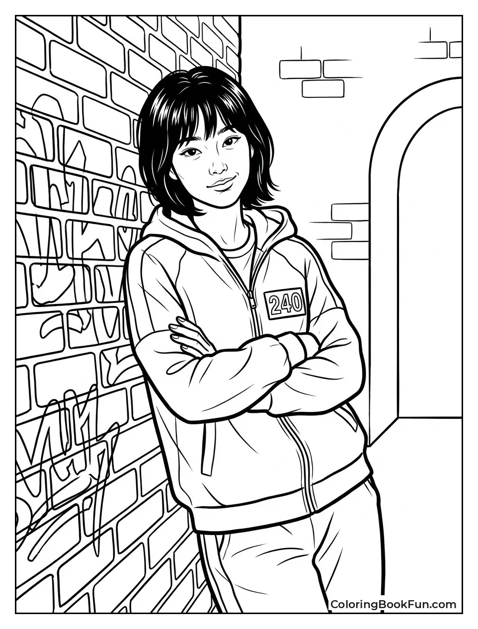 Ji-yeong Leaning Against Wall