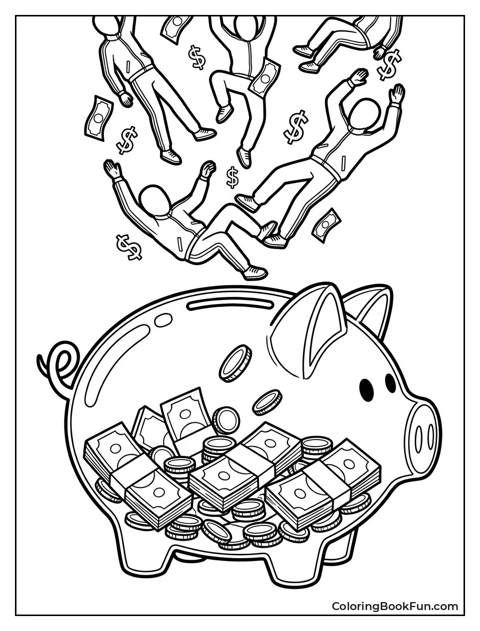 Piggy Bank Filling with Money