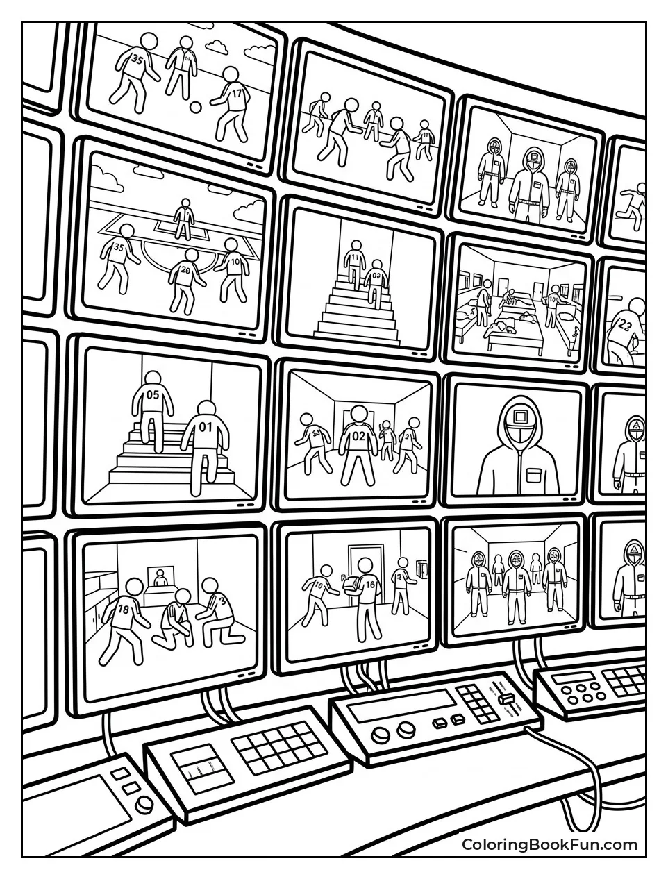 Wall of Monitors in Control Room