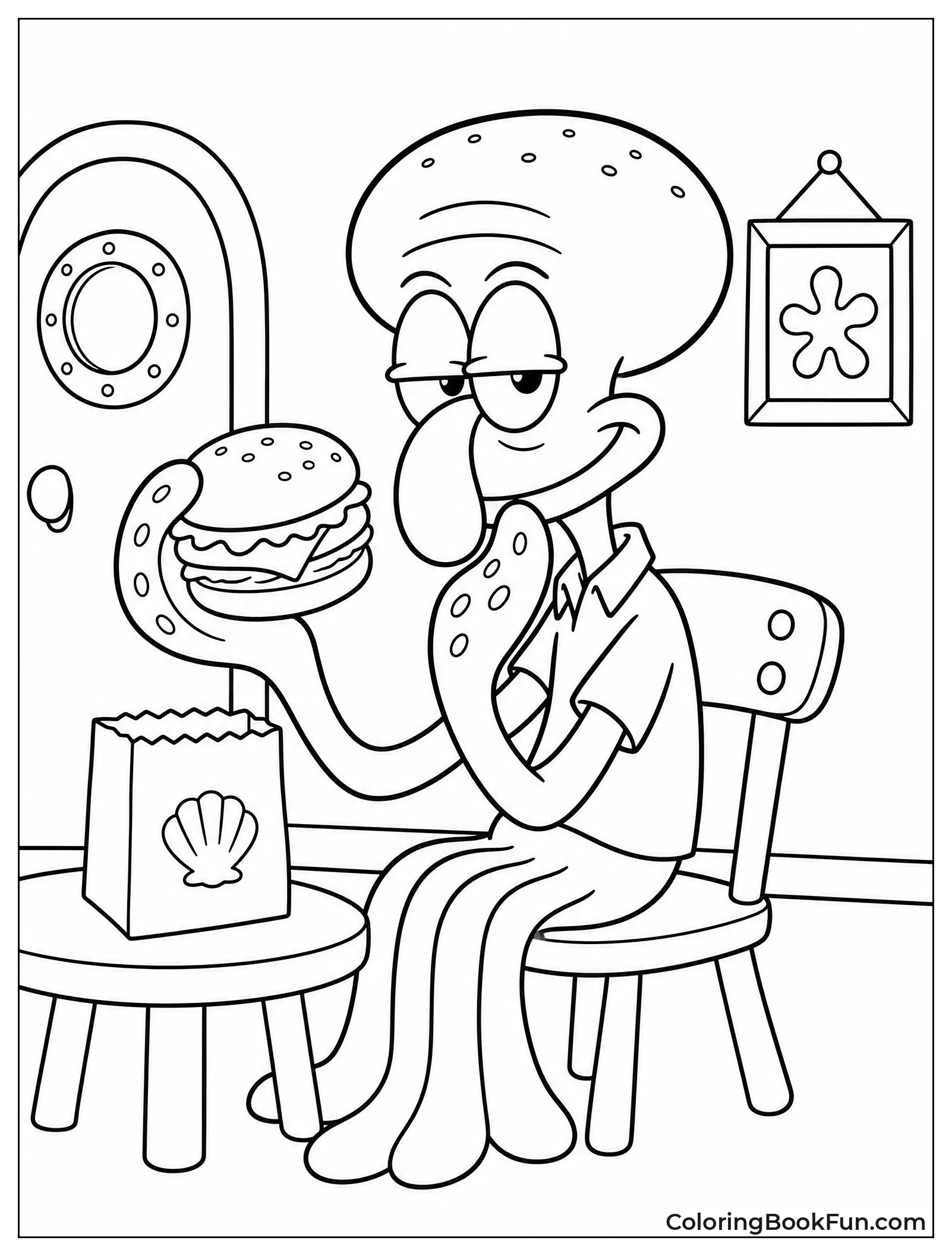 Squidward Smiling After Eating