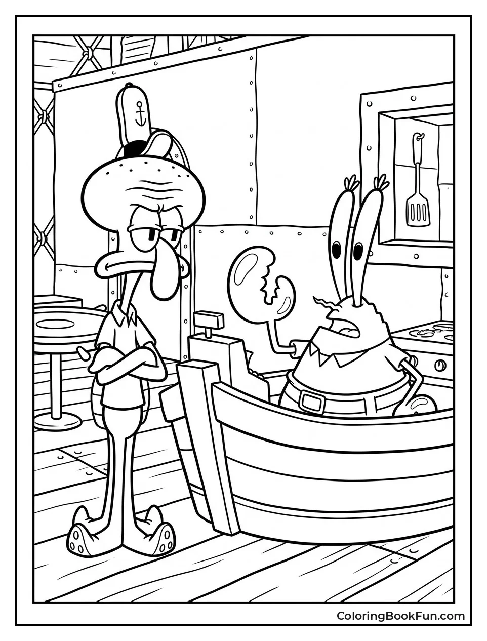 Squidward Talking to Mr Krabs